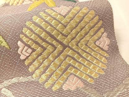 平和屋着物▽六通柄袋帯　唐織　笹鶴文　金糸　スリーシーズン　春夏秋　正絹　逸品　CABL6036vp