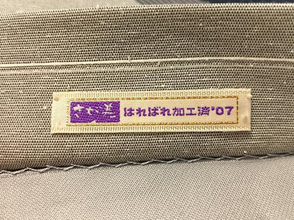 平和屋着物●太鼓柄袋帯　紬地　切嵌　印伝　唐草文　さが美扱い　正絹　逸品　CABL6039vp