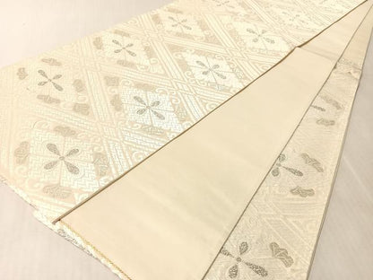 平和屋着物●六通柄袋帯　唐織　花菱文　銀糸　正絹　逸品　CABL6043vp