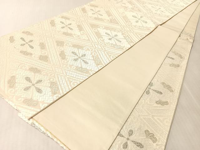 平和屋着物●六通柄袋帯　唐織　花菱文　銀糸　正絹　逸品　CABL6043vp