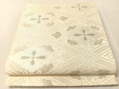 平和屋着物●六通柄袋帯　唐織　花菱文　銀糸　正絹　逸品　CABL6043vp
