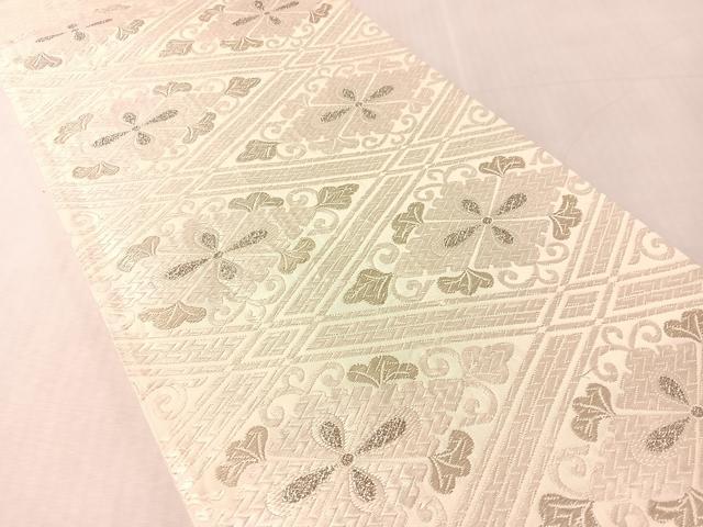 平和屋着物●六通柄袋帯　唐織　花菱文　銀糸　正絹　逸品　CABL6043vp