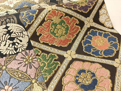 平和屋着物●六通柄袋帯　唐織　色紙吉祥花鳥文　金銀糸　正絹　逸品　未使用　CABL6044vp