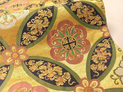 平和屋着物●六通柄袋帯　唐織　能衣七宝唐花文　金彩　正絹　逸品　CABL6045vp