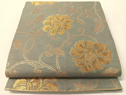 平和屋着物●六通柄袋帯　牡丹唐草文　金糸　正絹　逸品　CABL6046vp