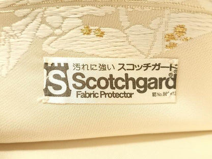 平和屋着物●全通柄袋帯　唐織　折鶴花文　金銀糸　正絹　逸品　CABL6048vp