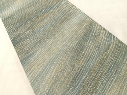 平和屋着物●全通柄袋帯　作家物　紬地　流線文　金彩　正絹　逸品　未使用　CABL6051vp