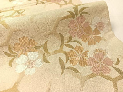 平和屋着物●島田順子　JUNKO SHIMADA　フランス芸術文化勲章受賞　六通柄袋帯　撫子　金通し地　正絹　逸品　CABL6053vp