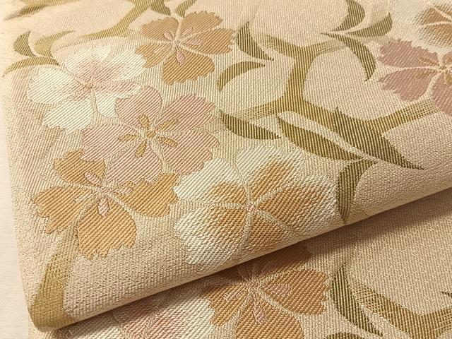 平和屋着物●島田順子　JUNKO SHIMADA　フランス芸術文化勲章受賞　六通柄袋帯　撫子　金通し地　正絹　逸品　CABL6053vp