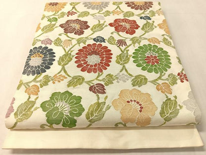 平和屋着物▼太鼓柄袋帯　すくい織　花唐草文　金糸　正絹　逸品　CABL6061vp
