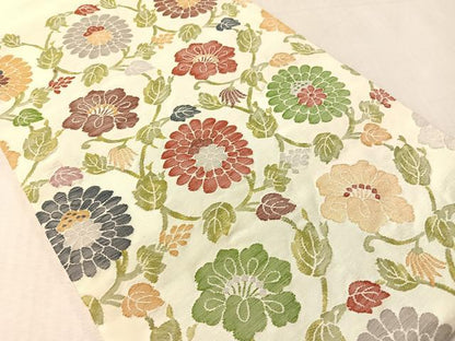 平和屋着物▼太鼓柄袋帯　すくい織　花唐草文　金糸　正絹　逸品　CABL6061vp