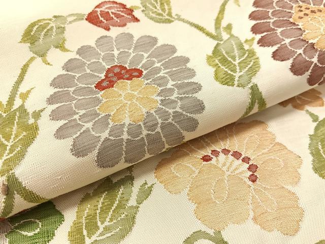 平和屋着物▼太鼓柄袋帯　すくい織　花唐草文　金糸　正絹　逸品　CABL6061vp