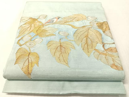 平和屋着物太鼓柄袋帯　すくい織　休み鳥　金銀糸　正絹　逸品　CABL6064vp