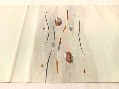 平和屋着物●太鼓柄袋帯　すくい織　抽象文様　金銀糸　正絹　逸品　CABL6067vp
