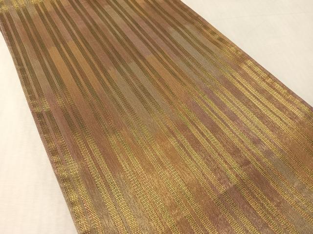 平和屋着物●両面双図　全通柄袋帯　幾何学文様　金糸　正絹　逸品　未使用　CABL6068vp