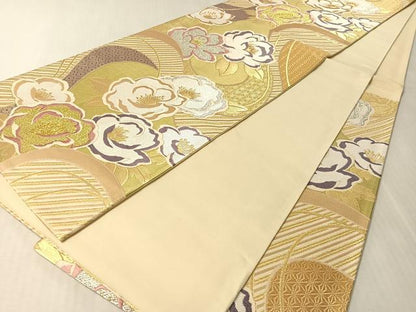 平和屋着物●六通柄袋帯　唐織　舞花文　金銀糸　正絹　逸品　CABL6072vp