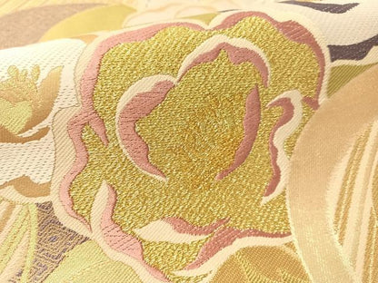 平和屋着物●六通柄袋帯　唐織　舞花文　金銀糸　正絹　逸品　CABL6072vp