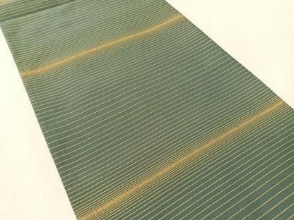 平和屋着物●爪掻き本綴れ　全通柄袋帯　横縞　金糸　正絹　逸品　CABL6073vp