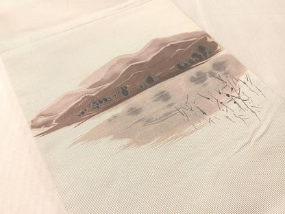 平和屋着物▼太鼓柄袋帯　作家物　夕ぐれどき　銀糸　正絹　逸品　CABL6074vp
