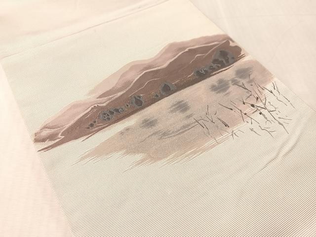 平和屋着物▼太鼓柄袋帯　作家物　夕ぐれどき　銀糸　正絹　逸品　CABL6074vp