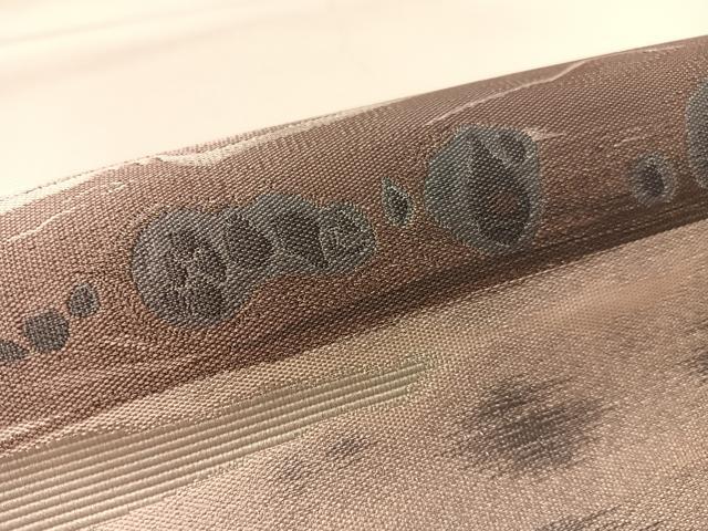 平和屋着物▼太鼓柄袋帯　作家物　夕ぐれどき　銀糸　正絹　逸品　CABL6074vp