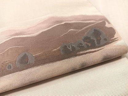 平和屋着物▼太鼓柄袋帯　作家物　夕ぐれどき　銀糸　正絹　逸品　CABL6074vp