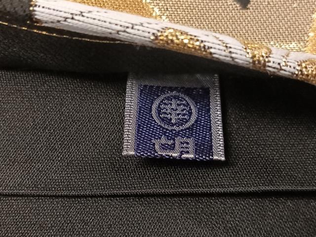 平和屋着物●六通柄袋帯　唐織　菱花文　黒地　金銀糸　正絹　逸品　CABL6075vp