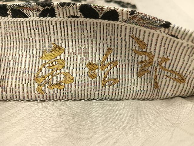 平和屋着物●六通柄袋帯　萬次郎　舞花文　金糸　正絹　逸品　未使用　CABL6076vp