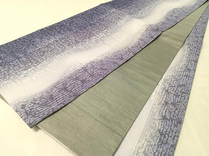 平和屋着物●両面　全通柄袋帯　紬地　間道　正絹　逸品　CABL6078vp