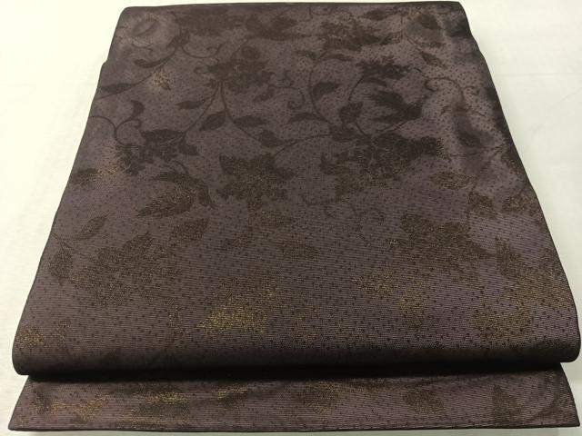平和屋着物●六通柄袋帯　花唐草文　金糸　正絹　逸品　未使用　CABL6079vp