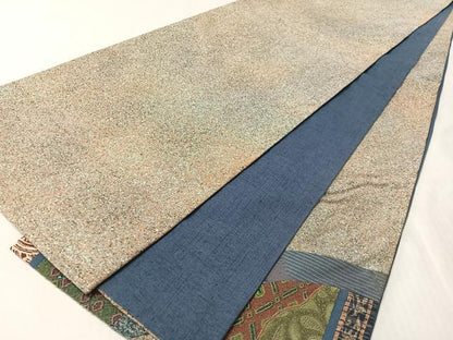 平和屋着物●中国三大刺繍　相良刺繍　太鼓柄袋帯　紬地　玉虫　切嵌　辻が花　金糸正絹　逸品　CABL6084vp