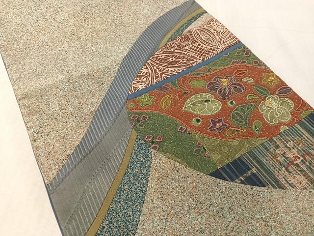 平和屋着物●中国三大刺繍　相良刺繍　太鼓柄袋帯　紬地　玉虫　切嵌　辻が花　金糸正絹　逸品　CABL6084vp