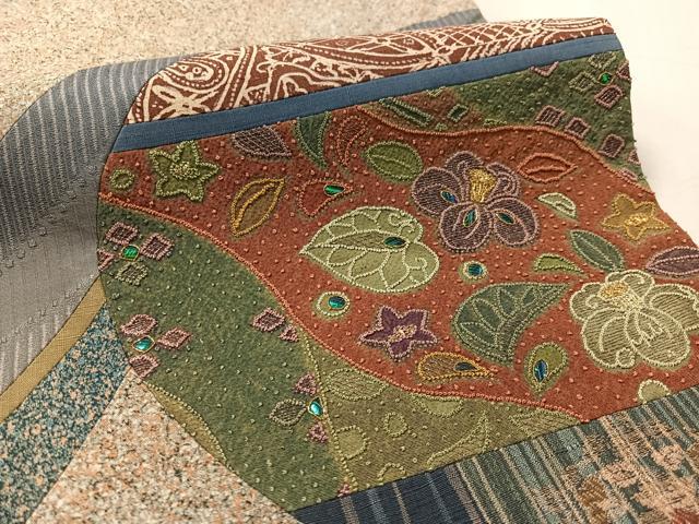 平和屋着物●中国三大刺繍　相良刺繍　太鼓柄袋帯　紬地　玉虫　切嵌　辻が花　金糸正絹　逸品　CABL6084vp