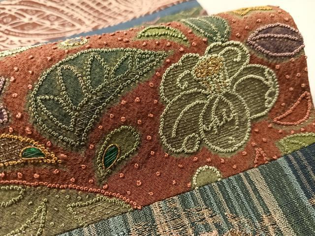 平和屋着物●中国三大刺繍　相良刺繍　太鼓柄袋帯　紬地　玉虫　切嵌　辻が花　金糸正絹　逸品　CABL6084vp