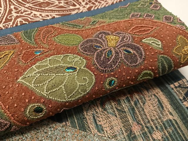 平和屋着物●中国三大刺繍　相良刺繍　太鼓柄袋帯　紬地　玉虫　切嵌　辻が花　金糸正絹　逸品　CABL6084vp