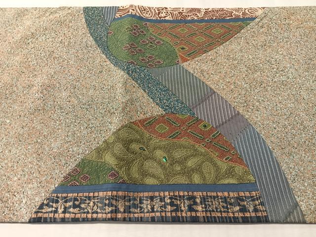 平和屋着物●中国三大刺繍　相良刺繍　太鼓柄袋帯　紬地　玉虫　切嵌　辻が花　金糸正絹　逸品　CABL6084vp