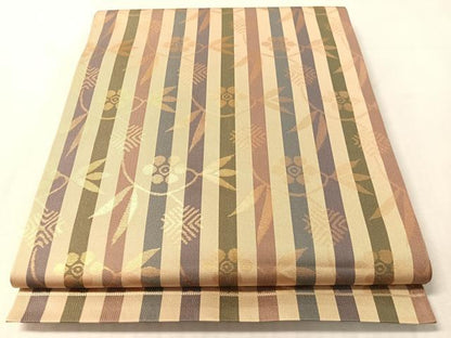 平和屋着物●全通柄　本袋帯　笹蔓間道　金糸　正絹　逸品　未使用　CABL6086vp