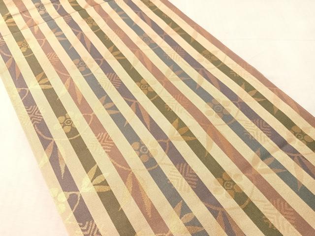平和屋着物●全通柄　本袋帯　笹蔓間道　金糸　正絹　逸品　未使用　CABL6086vp