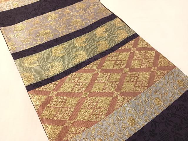 平和屋着物●全通柄袋帯　名物裂　彩　金糸　正絹　逸品　CABL6087vp