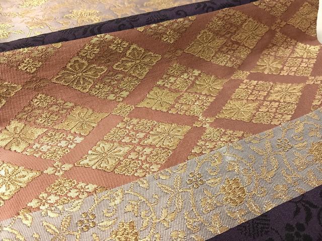 平和屋着物●全通柄袋帯　名物裂　彩　金糸　正絹　逸品　CABL6087vp