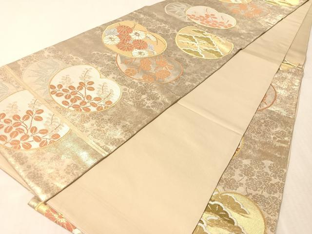 平和屋着物●西陣　川島織物　六通柄　本袋帯　草花文　金銀糸　引箔　正絹　逸品　CABL6088vp
