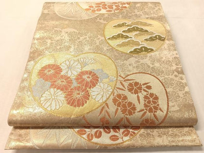 平和屋着物●西陣　川島織物　六通柄　本袋帯　草花文　金銀糸　引箔　正絹　逸品　CABL6088vp
