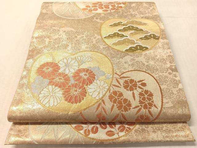 平和屋着物●西陣　川島織物　六通柄　本袋帯　草花文　金銀糸　引箔　正絹　逸品　CABL6088vp