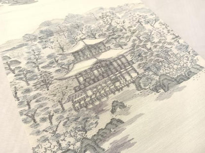 平和屋着物●六通柄袋帯　紬地　金閣寺　正絹　逸品　CABL6091vp