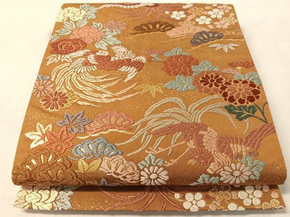 平和屋着物●六通柄袋帯　唐織　松竹梅鳳凰文　金糸　正絹　逸品　CABL6093vp