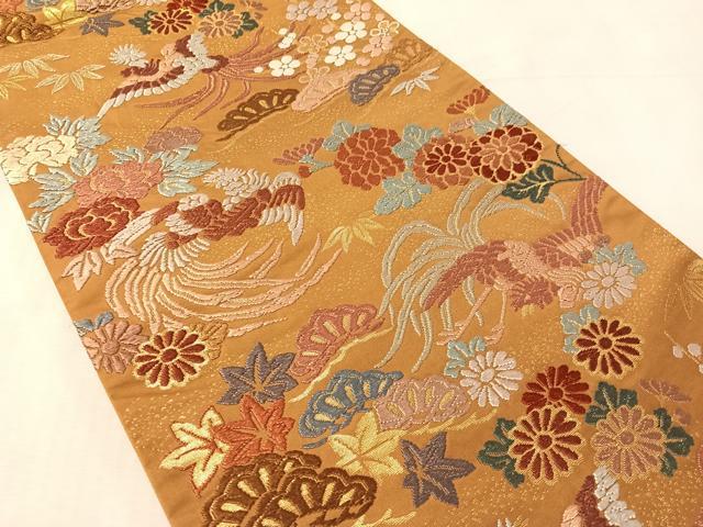 平和屋着物●六通柄袋帯　唐織　松竹梅鳳凰文　金糸　正絹　逸品　CABL6093vp