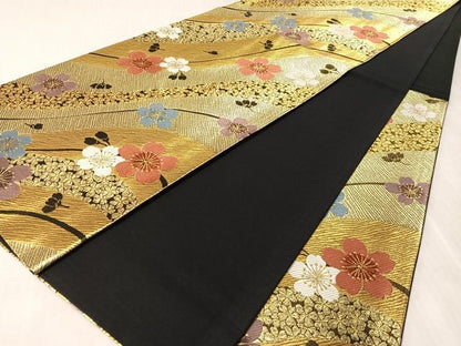 平和屋着物●六通柄袋帯　舞桜　金糸　正絹　逸品　CABL6094vp