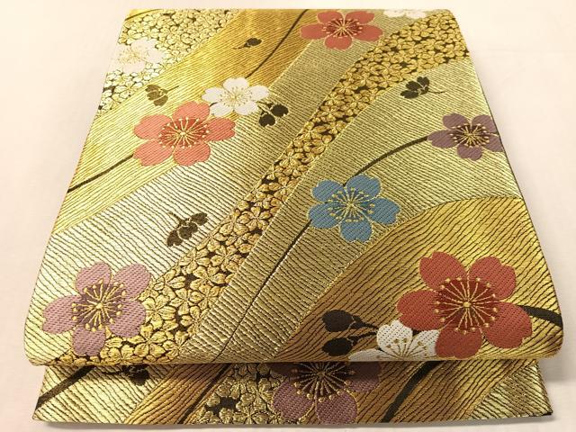 平和屋着物●六通柄袋帯　舞桜　金糸　正絹　逸品　CABL6094vp