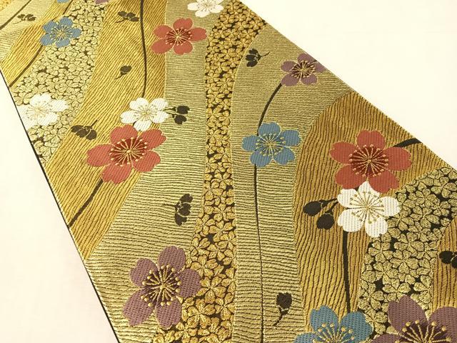 平和屋着物●六通柄袋帯　舞桜　金糸　正絹　逸品　CABL6094vp