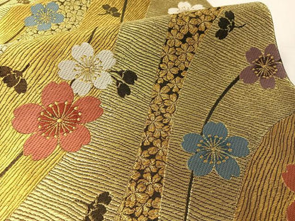 平和屋着物●六通柄袋帯　舞桜　金糸　正絹　逸品　CABL6094vp